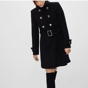 Aritzia Black Double-Breasted Trench Coat